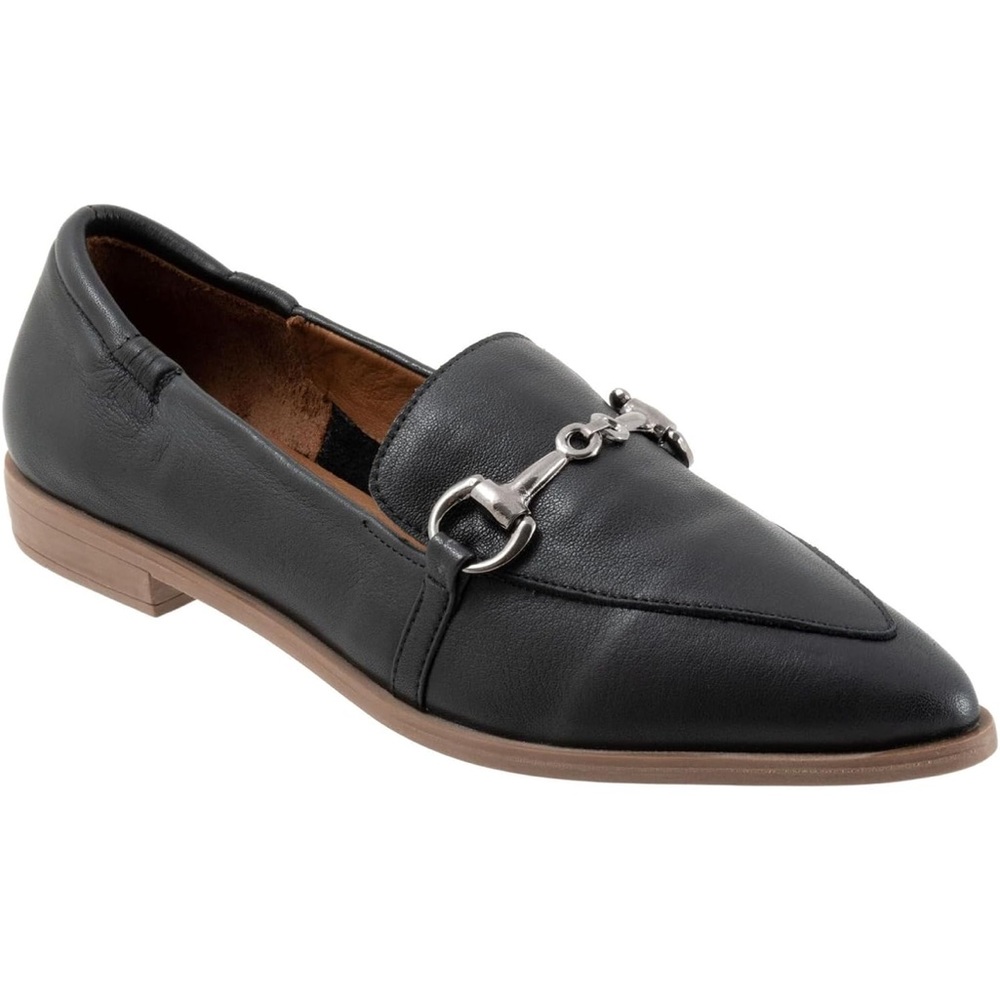 Bueno Bowie Loafer Black Leather Slip on Silver Horse-bit Buckle Women’s 10.5 41